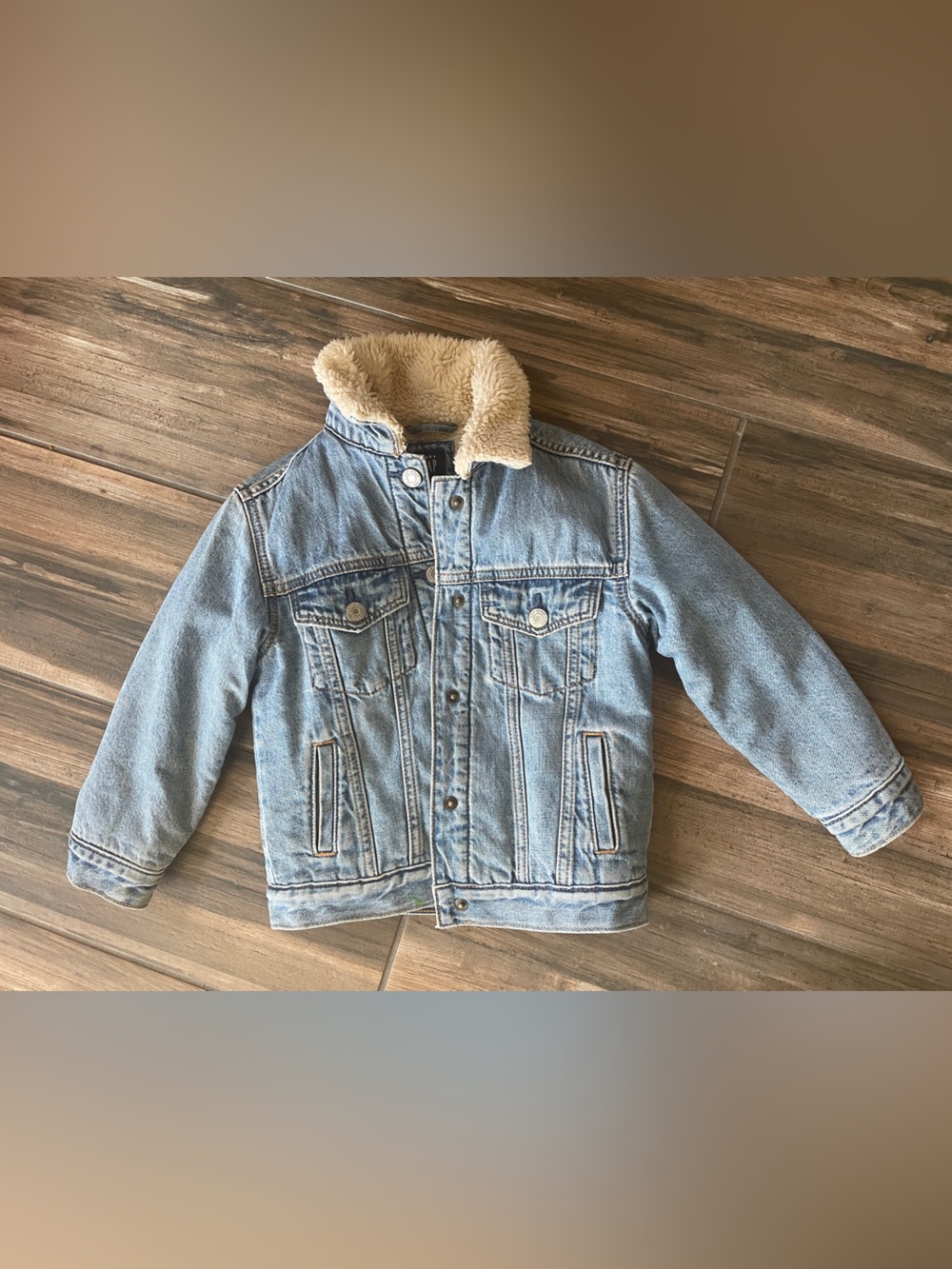 Gap Kids Light Blue Denim Sherpa Jacket Size 4